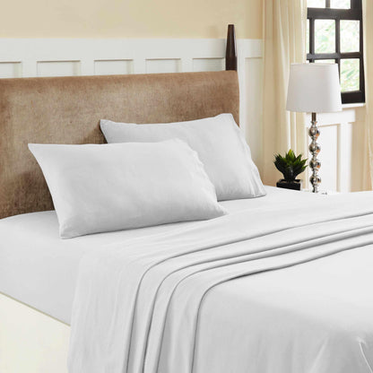 Fleur-de-Lis Cotton Flannel 2-Piece Pillowcase Set - White