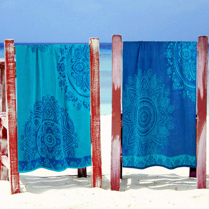 Floral Mandala Egyptian Cotton Oversized 4 Piece Beach Towel Set