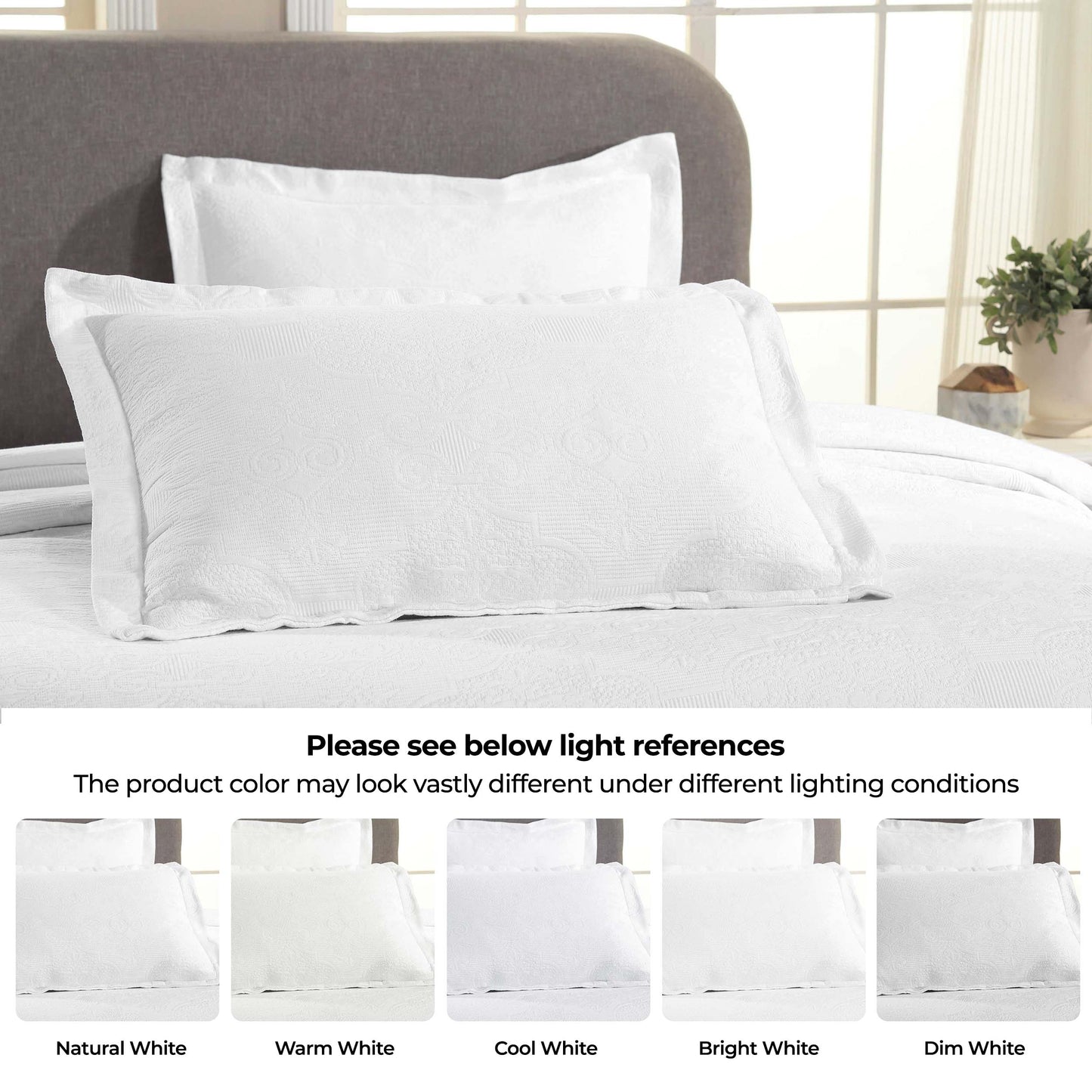 Florin Cotton Matelasse Weave Jacquard Scroll Medallion Bedspread Set - White