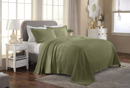 Florin Cotton Matelasse Weave Jacquard Scroll Medallion Bedspread Set - Sage