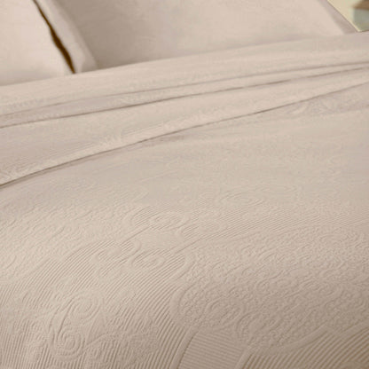 Florin Cotton Matelasse Weave Jacquard Scroll Medallion Bedspread Set - Linen