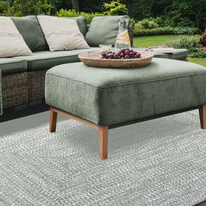 Multi Toned Braided Area Rug Bohemian Indoor Outdoor Rugs - FogGreen-White