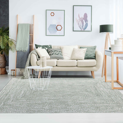 Multi Toned Braided Area Rug Bohemian Indoor Outdoor Rugs - FogGreen-White