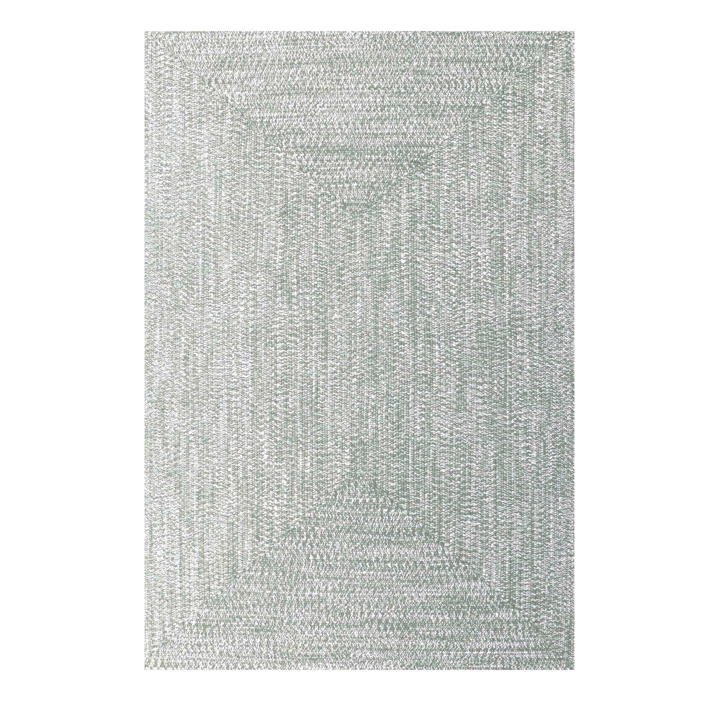 Multi Toned Braided Area Rug Bohemian Indoor Outdoor Rugs - FogGreen-White