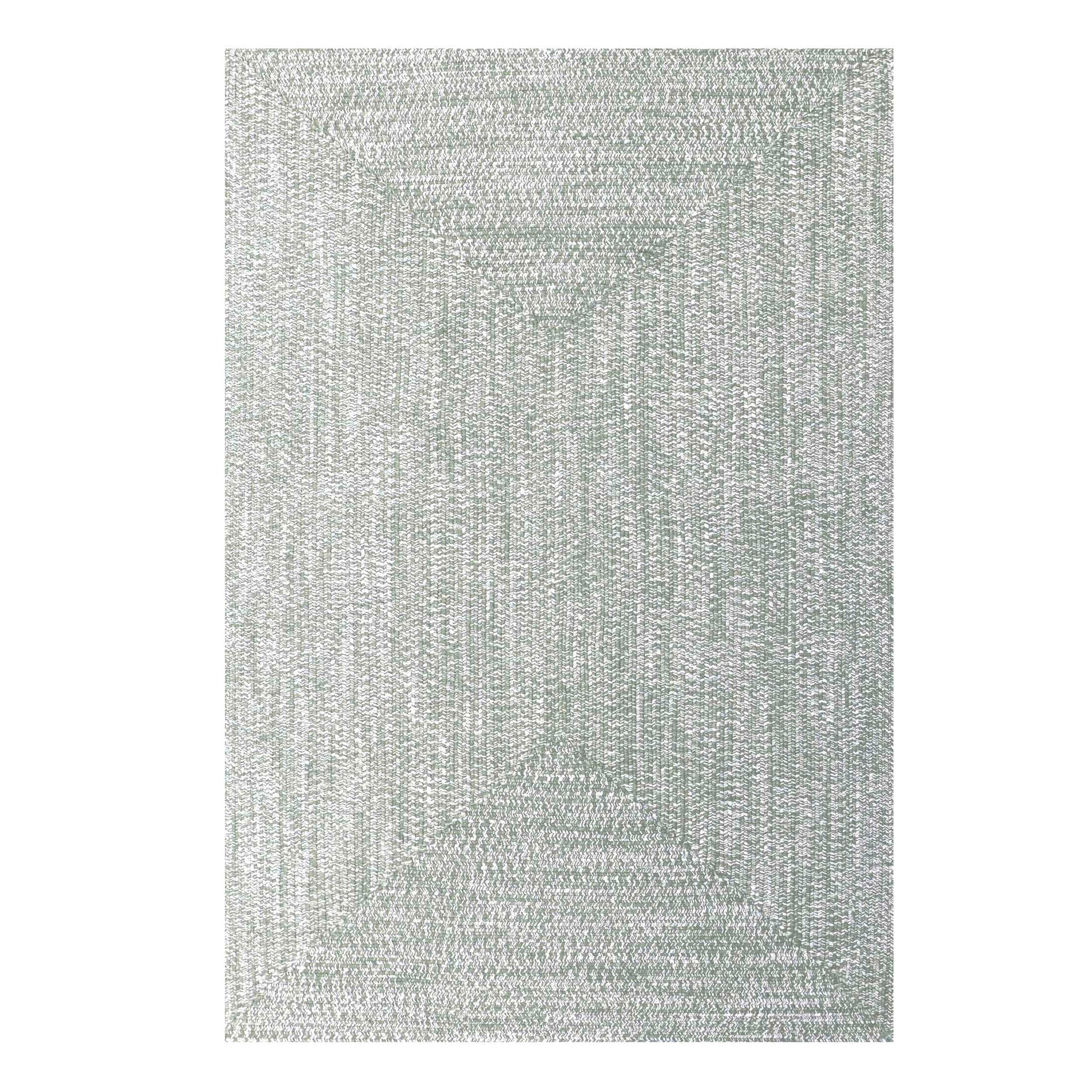 Multi Toned Braided Area Rug Bohemian Indoor Outdoor Rugs - FogGreen-White