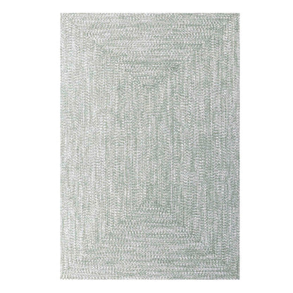Multi Toned Braided Area Rug Bohemian Indoor Outdoor Rugs - FogGreen-White