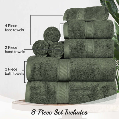 Madison Egyptian Cotton Pile Plush Heavyweight 8 Piece Towel Set