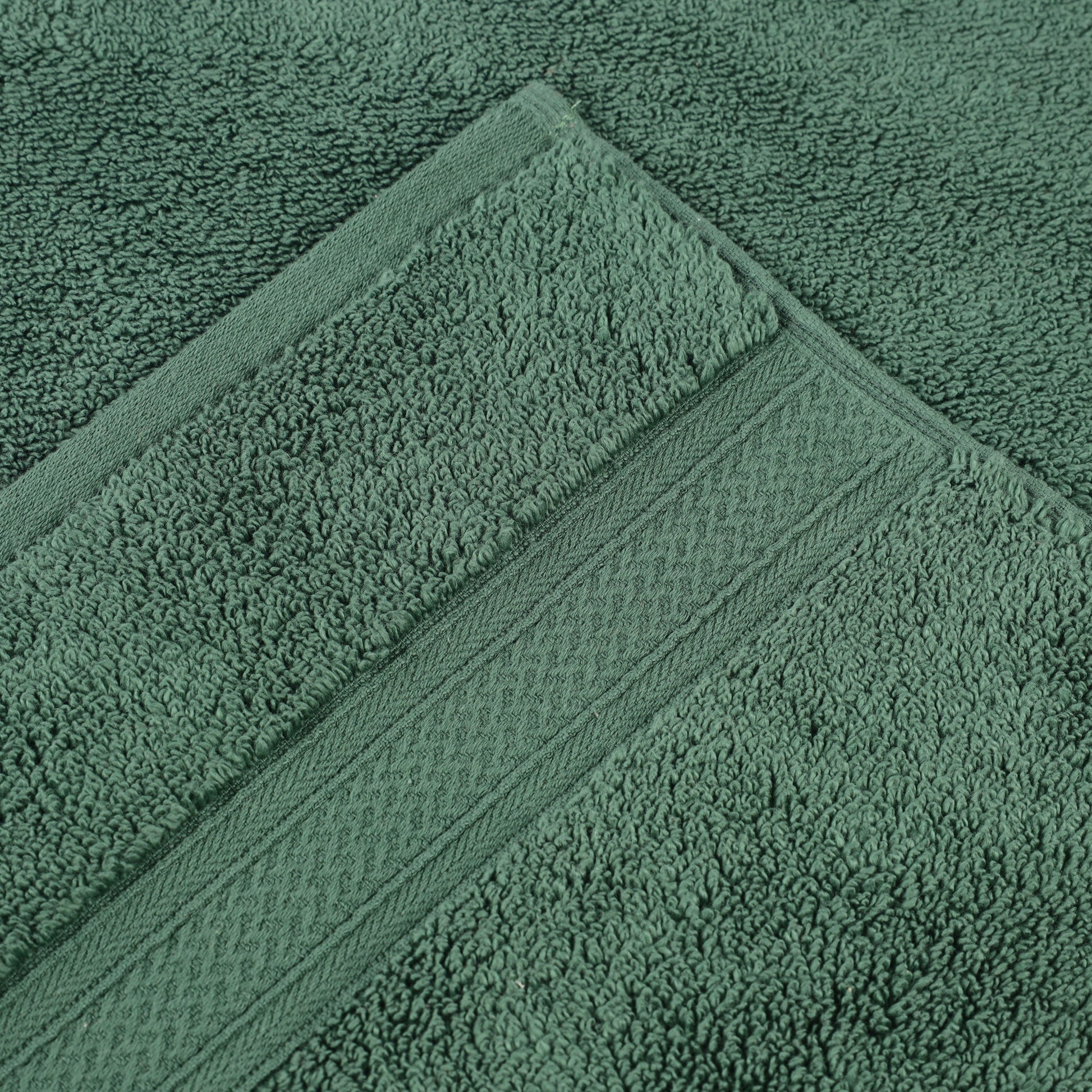 Chevron Zero Twist Solid and Jacquard Soft Cotton 6 Piece Towel Set - ForestGreen