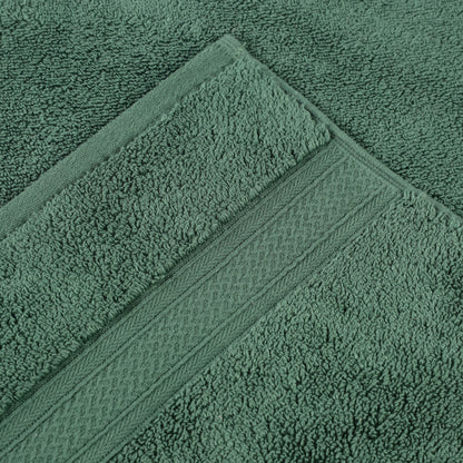 Chevron Zero Twist Solid and Jacquard Soft Cotton 6 Piece Towel Set - ForestGreen
