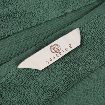 Chevron Zero Twist Solid and Jacquard Soft Cotton 6 Piece Towel Set - ForestGreen