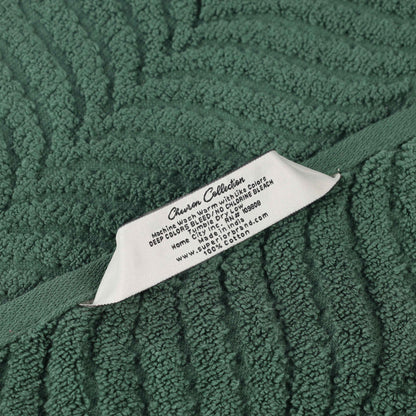 Chevron Zero Twist Solid and Jacquard Soft Cotton 6 Piece Towel Set - ForestGreen