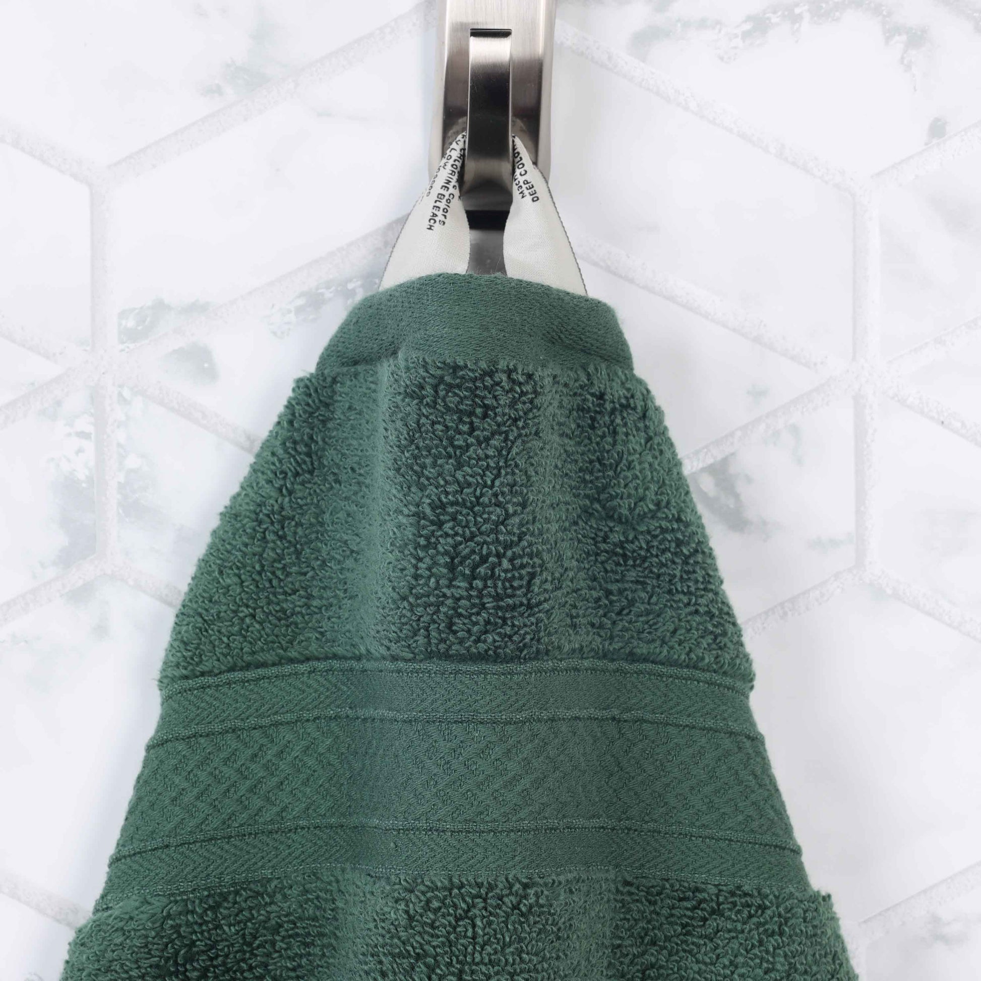 Chevron Zero Twist Solid and Jacquard Soft Cotton 6 Piece Towel Set - ForestGreen