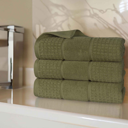 Napa Zero Twist Cotton Solid Waffle Honeycomb Bath Towel Set of 3