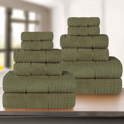 Napa Zero Twist Cotton Solid Waffle Honeycomb 12 Piece Towel Set