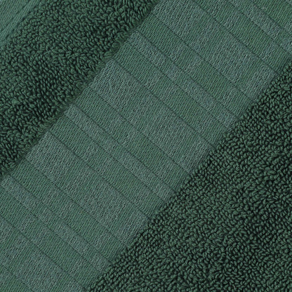Larissa Cotton Geometric Border Bath Towel Set of 4 - ForestGreen