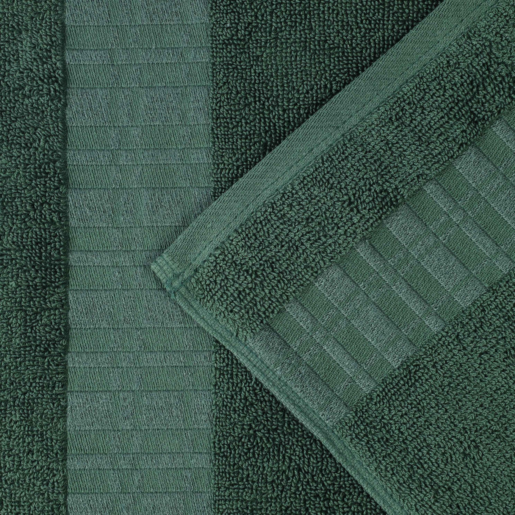 Larissa Cotton Geometric Border Bath Towel Set of 4 - ForestGreen