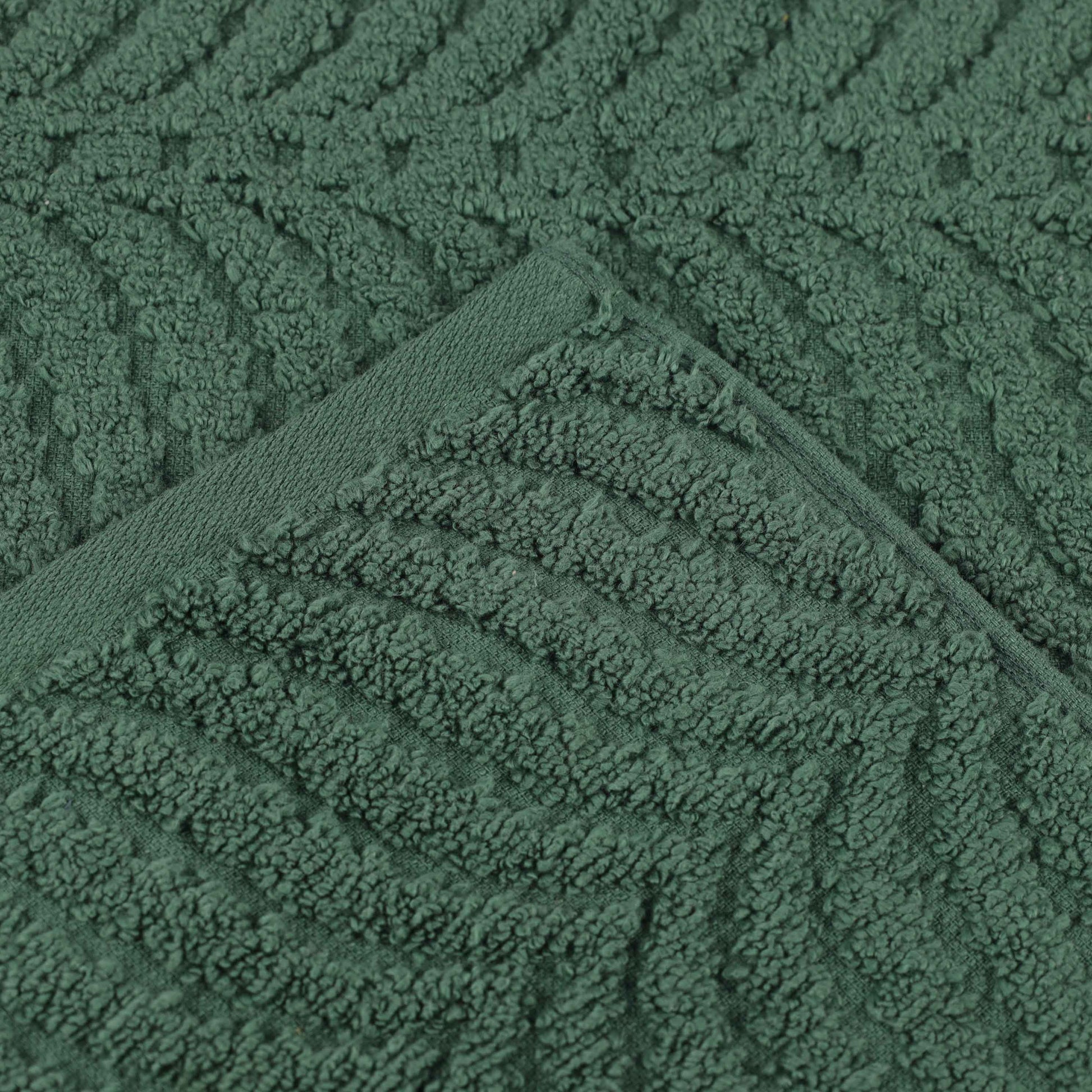 Chevron Zero Twist Solid and Jacquard Soft Cotton 6 Piece Towel Set - ForestGreen