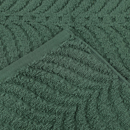 Chevron Zero Twist Solid and Jacquard Soft Cotton 6 Piece Towel Set - ForestGreen