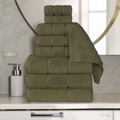 Napa Zero Twist Cotton Solid Waffle Honeycomb 9 Piece Towel Set
