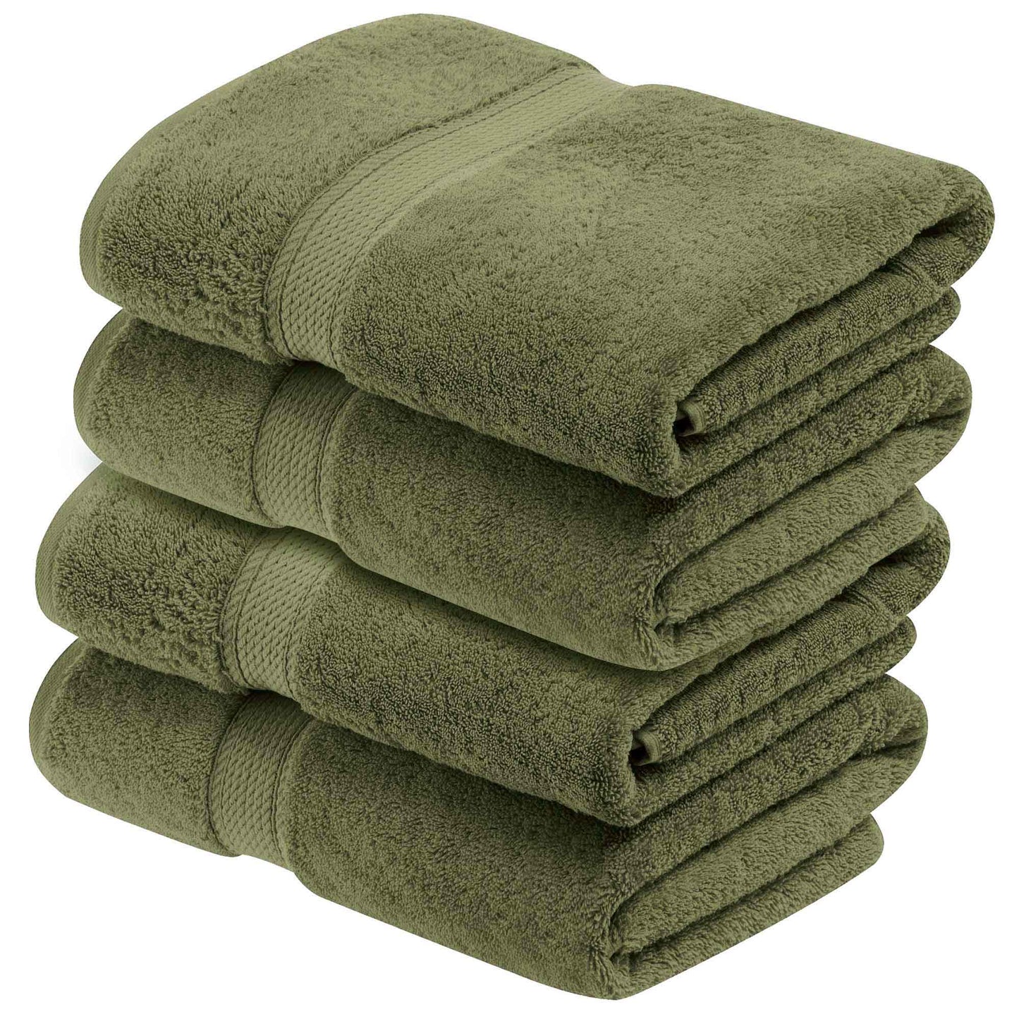 Egyptian Cotton Pile Plush Heavyweight Absorbent Bath Towel (Set of 4) - ForestGreen