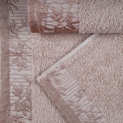 Wisteria Cotton Medium Weight Floral Jacquard Border 6 Piece Towel Set