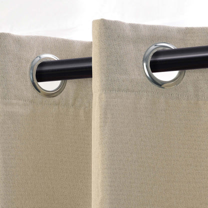 Linen Pattern Washable Room Darkening Blackout Curtain Set 42"