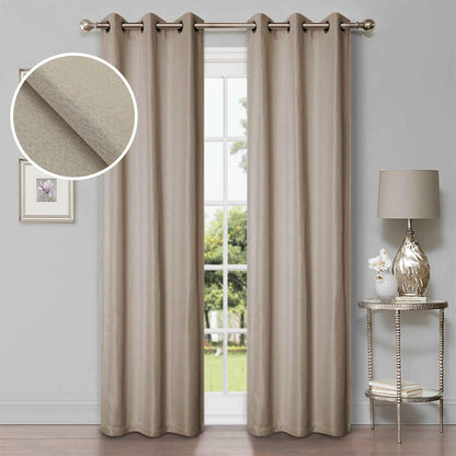 Linen Pattern Room Darkening Blackout Curtain Panel Set