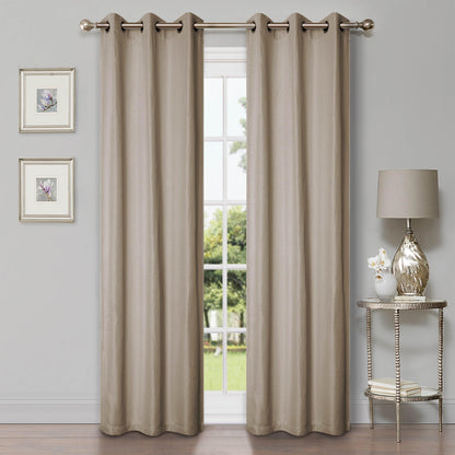 Linen Pattern Room Darkening Blackout Curtain Panel Set