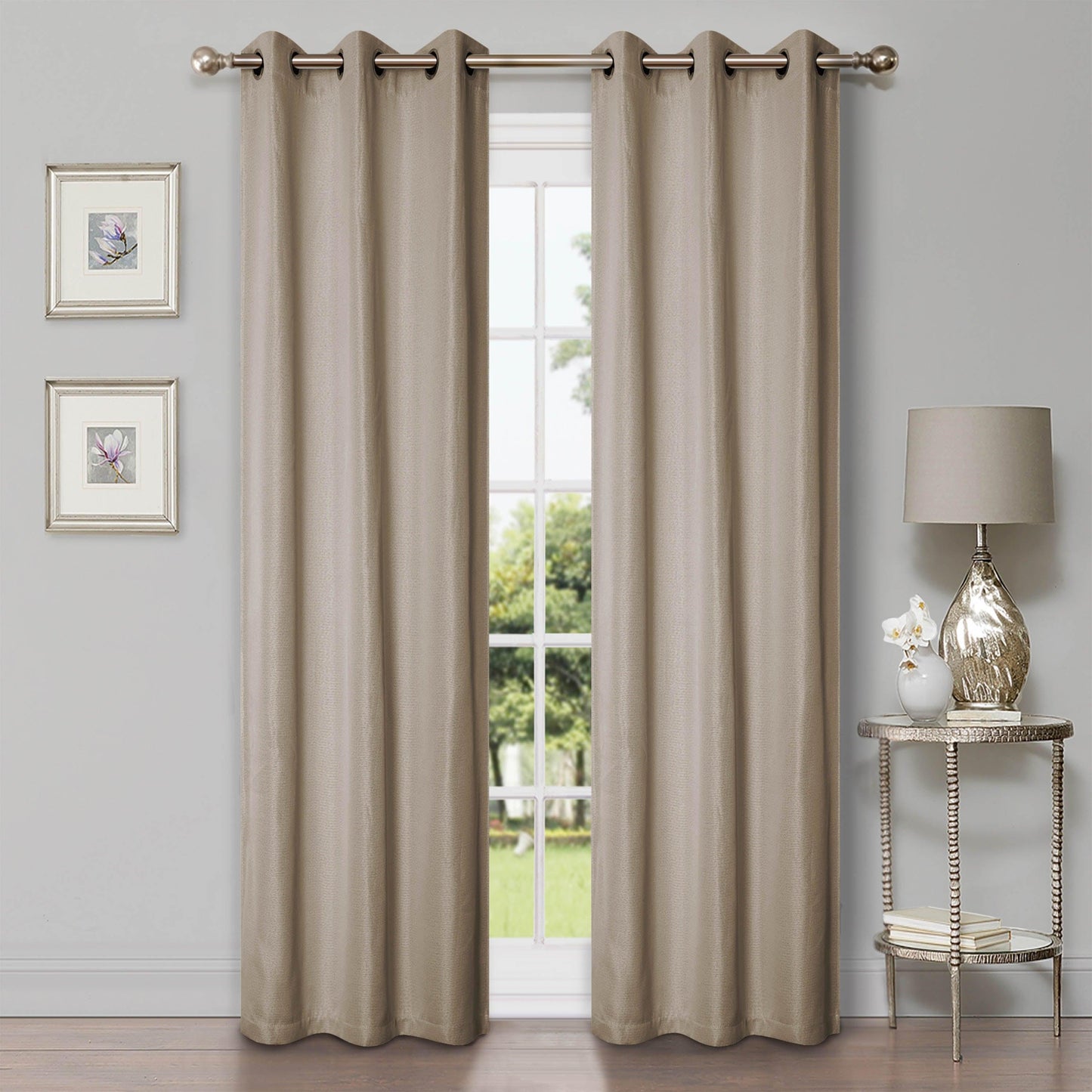 Linen Pattern Washable Room Darkening Blackout Curtain Set 42"