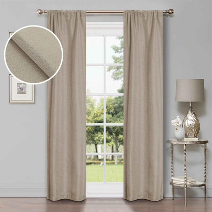 Linen Pattern Room Darkening Blackout Curtain Panel Set