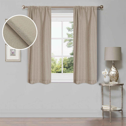 Linen Pattern Room Darkening Blackout Curtain Panel Set