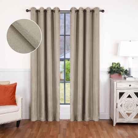 Linen Pattern Room Darkening Blackout Curtain Panel Set