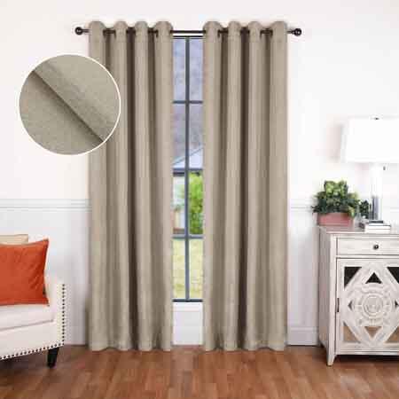 Linen Pattern Washable Room Darkening Blackout Curtain Set