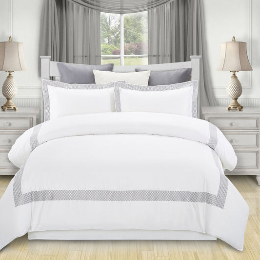 Superior Glenmont Embroidered Duvet Cover Set - White