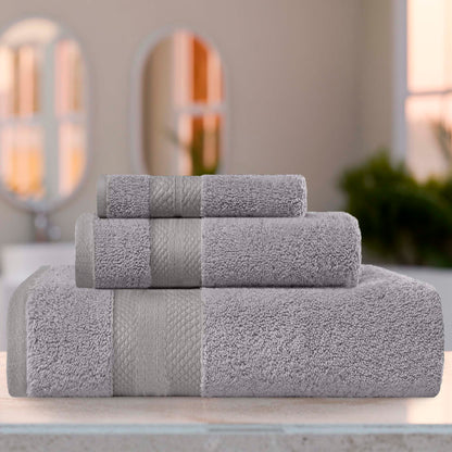 Superior Premium Turkish-Cotton Assorted Towel Set - Grey