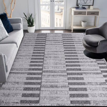 Superior Grayson Geometric Striped Modern Indoor/Outdoor Area Rug - Grey