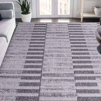 Superior Grayson Geometric Striped Modern Indoor/Outdoor Area Rug - Grey