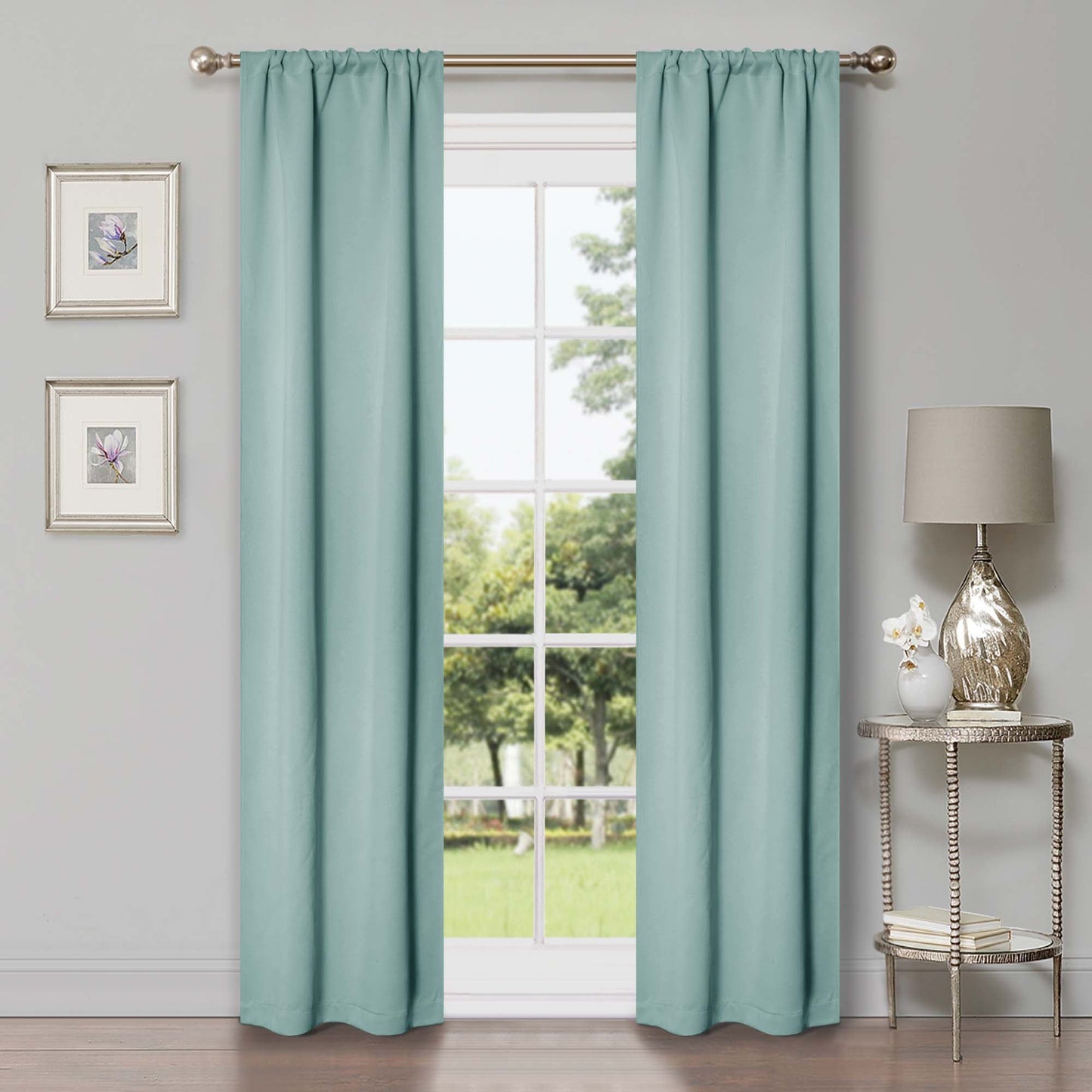 Solid Machine Washable Room Darkening Blackout Curtains, Set of 2 - GreenLily