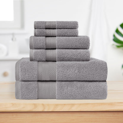 Superior Premium Turkish-Cotton Assorted Towel Set - Grey
