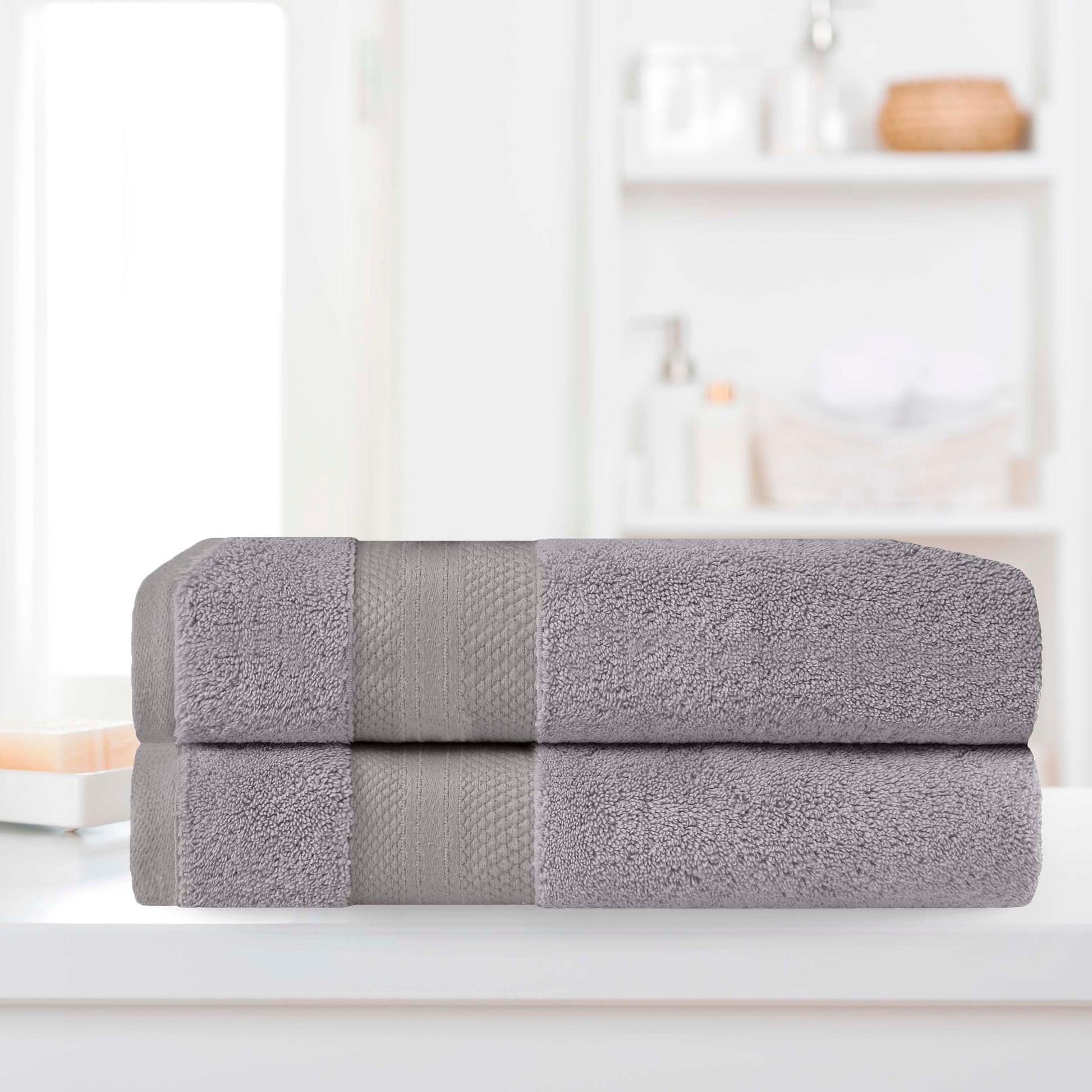 Superior Premium Turkish-Cotton Assorted Towel Set - Grey