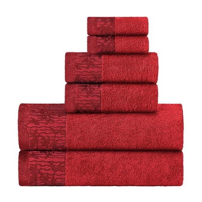 Wisteria Cotton Medium Weight Floral Jacquard Border 6 Piece Towel Set