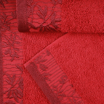 Wisteria Cotton Medium Weight Floral Jacquard Border 6 Piece Towel Set