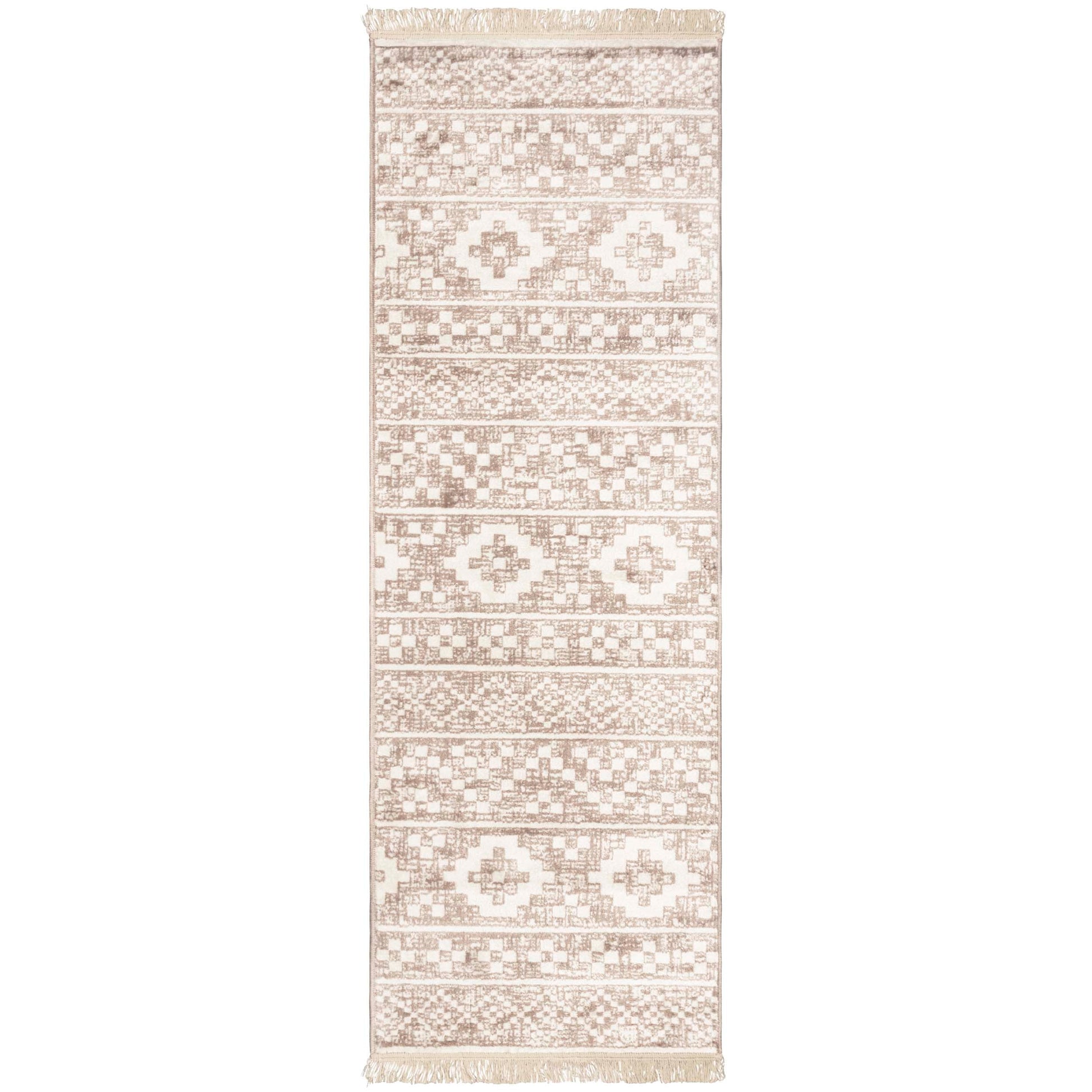 Genaine Contemporary Geometric Fringe Indoor Area Rug or Runner Rug - Amber