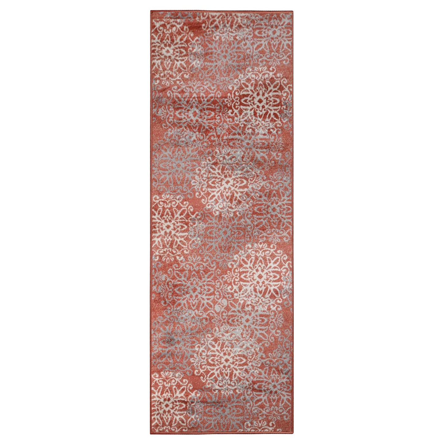 Leigh Traditional Floral Scroll Indoor Area Rug or Runner Rug Or Door Mat - Ginger