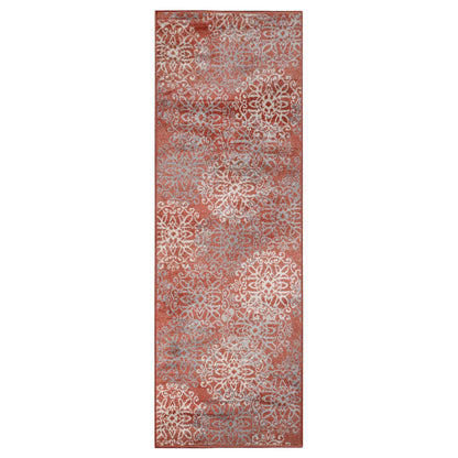 Leigh Traditional Floral Scroll Indoor Area Rug or Runner Rug Or Door Mat - Ginger