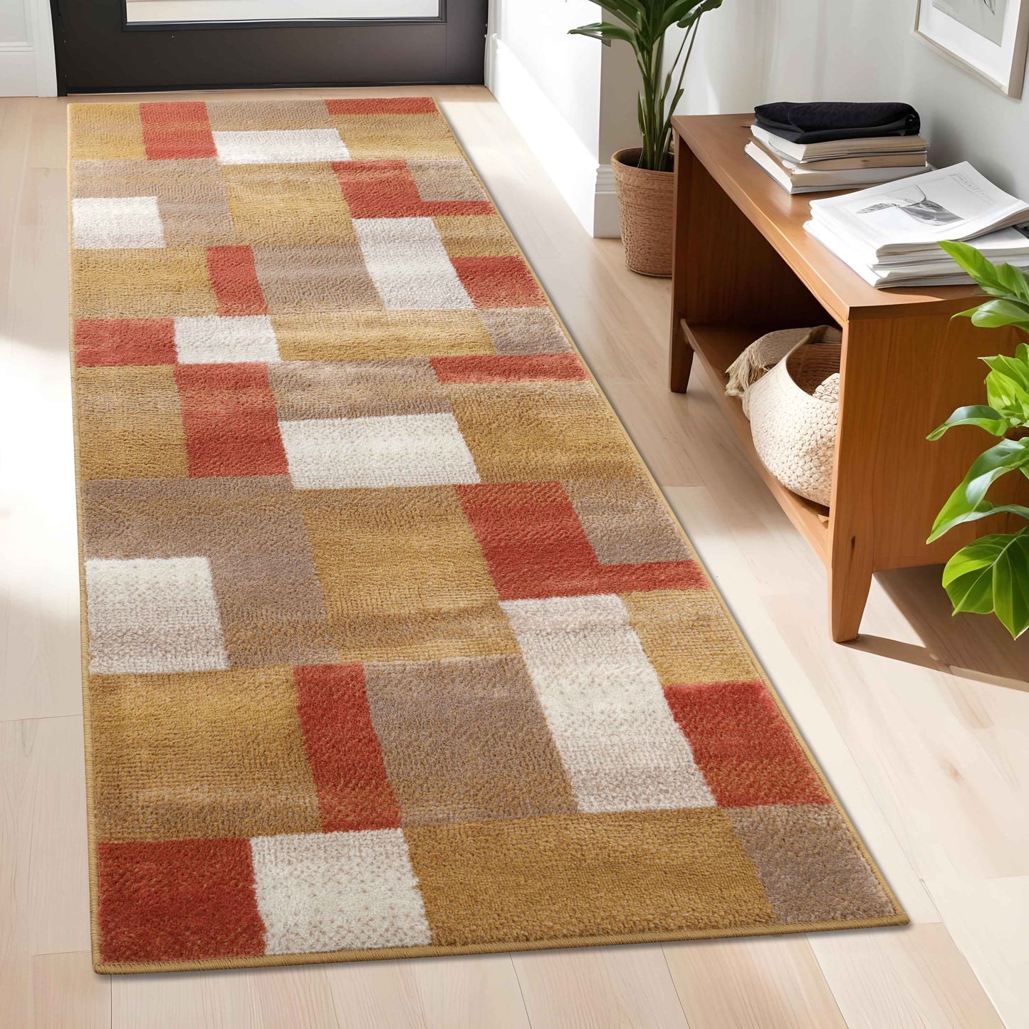 Clifton Geometric Color Block Plush Indoor Area Rug or Runner Rug