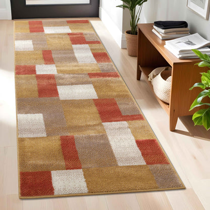 Clifton Geometric Color Block Plush Indoor Area Rug or Runner Rug