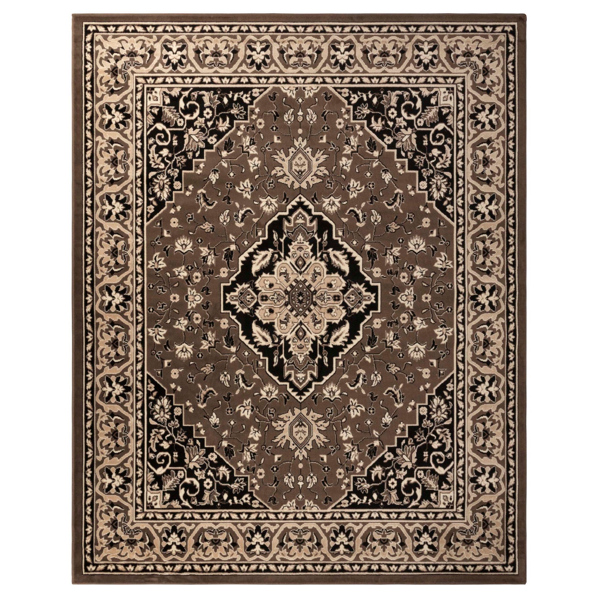 Glendale Traditional Floral Medallion Indoor Area Rug or Runner Rug - Brown