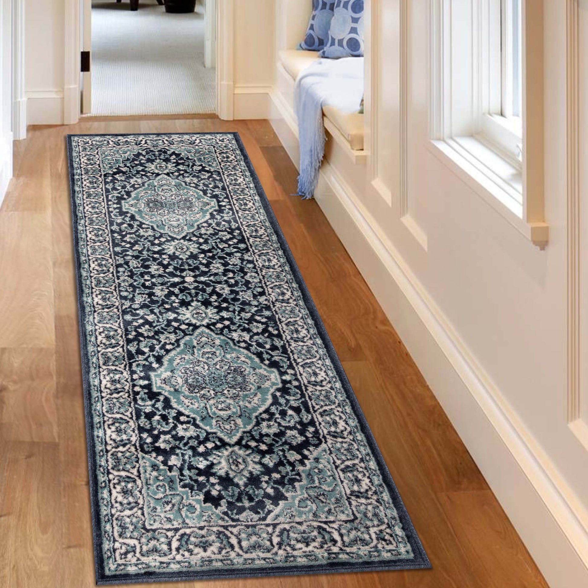 Glendale Traditional Floral Medallion Indoor Area Rug or Runner Rug - DeepRoyal