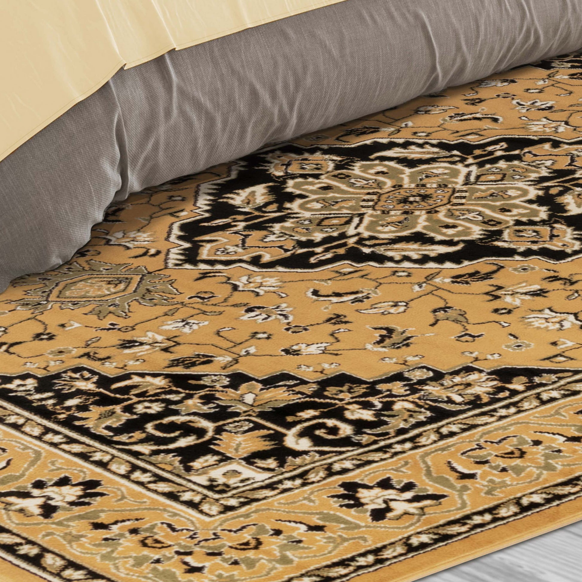 Glendale Traditional Floral Medallion Indoor Area Rug or Runner Rug - Gold